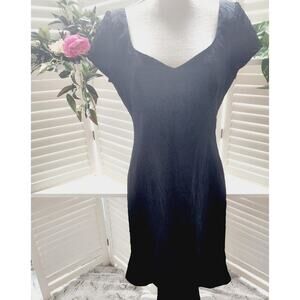 ARMANI COLLEZIONI BLACK V NECK LINED CAP SLEEVE RUFFLE DRESS SIZE M/L